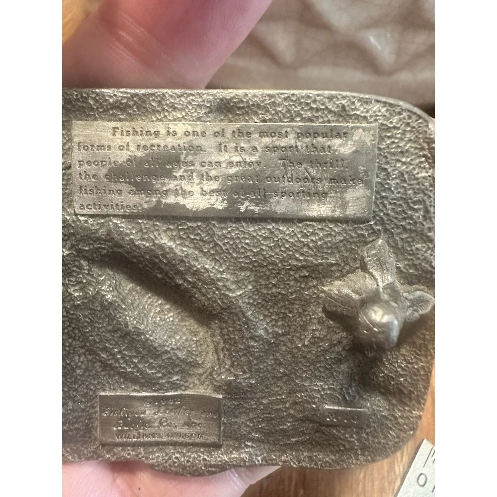 VTG Pewter Siskiyou Leather & Buckle Williams Oregon Belt Buckle M10 Fishing Art